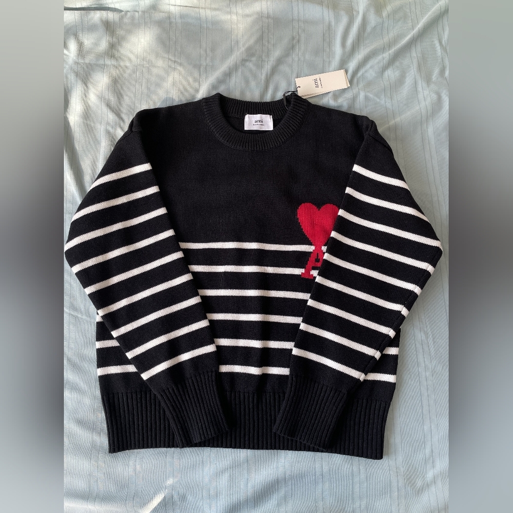Ami Paris red heart crew-neck sweater